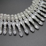 Crystal Ray Burst Silver Tone Statement Necklace